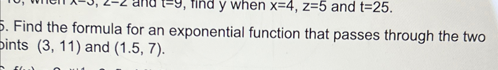 Solved Find the formula for an exponential function that | Chegg.com