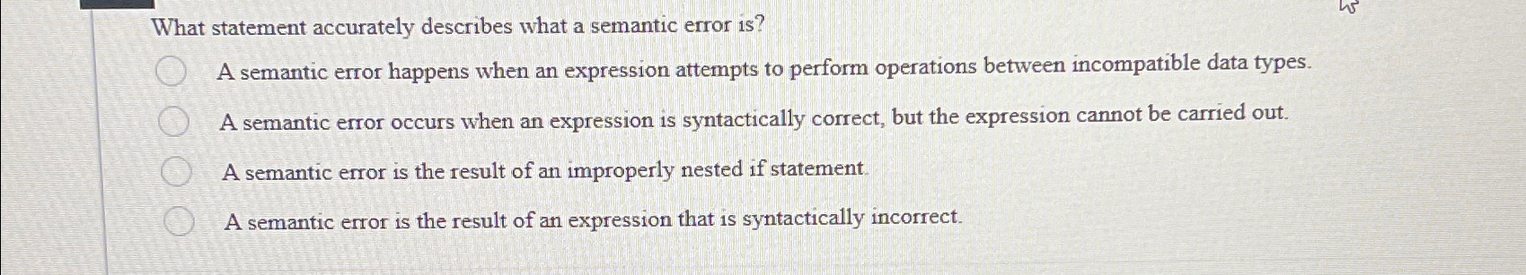 Solved What Statement Accurately Describes What A Semantic | Chegg.com