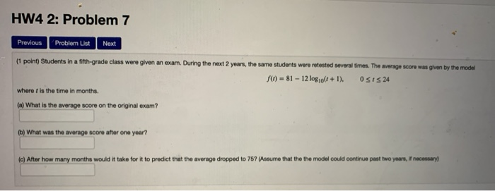 Solved HW4 2: Problem 7 Previous Problem List Next (1 point) | Chegg.com