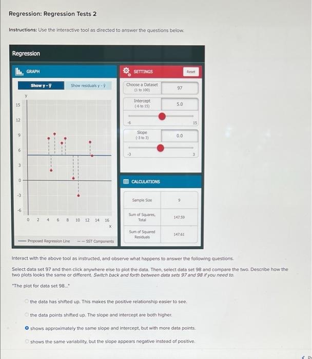 Solved Regression: Regression Tests 2 Instructions: Use the | Chegg.com