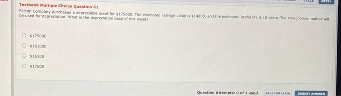 Solved NEXT Testbank Multiple Choice Question 61 Falcon | Chegg.com