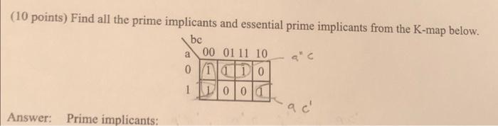 Solved (10 Points) Find All The Prime Implicants And | Chegg.com