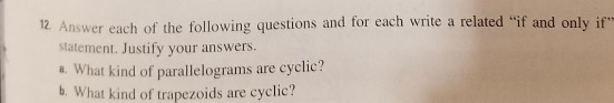 Solved 12 Answer each of the following questions and for Chegg com