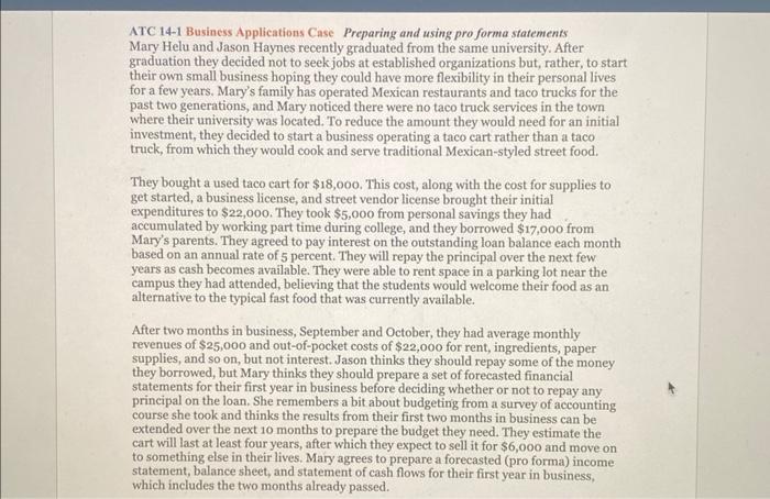 Solved ATC 14-1 Business Applications Case Preparing and | Chegg.com
