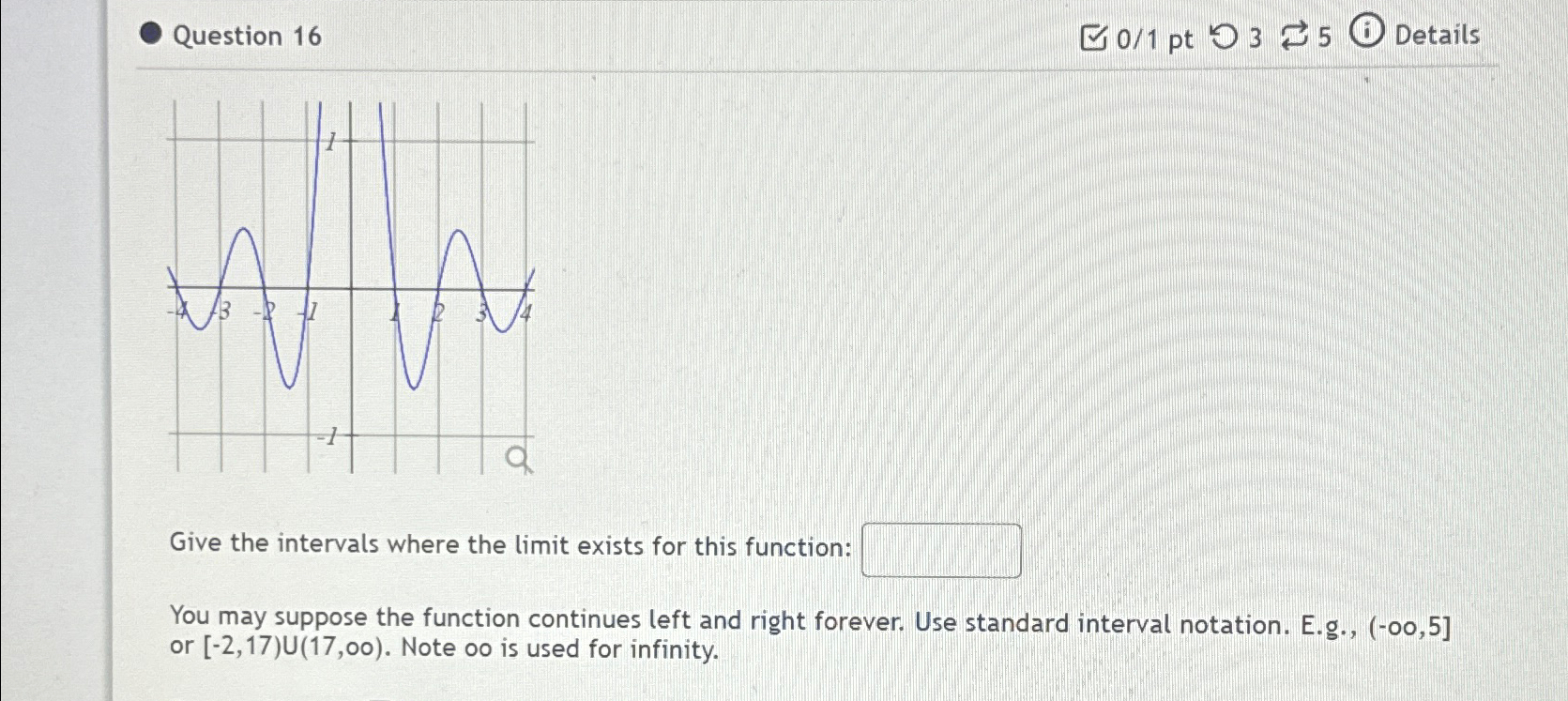 Solved Question 16\\n(0)/(1)pt 3⇄5\\nDetails\\nGive the | Chegg.com