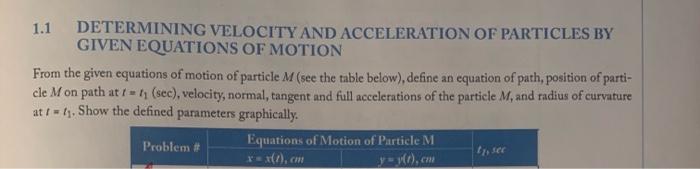 Solved 1.1 DETERMINING VELOCITY AND ACCELERATION OF | Chegg.com