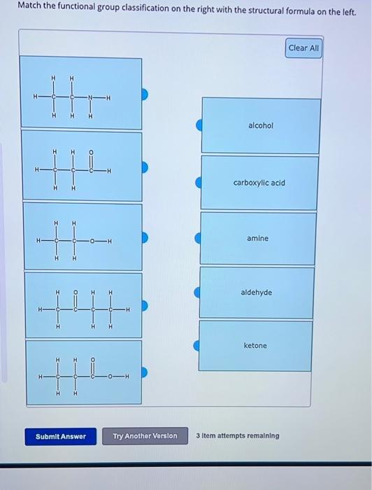 Solved Match the functional group classification on the | Chegg.com