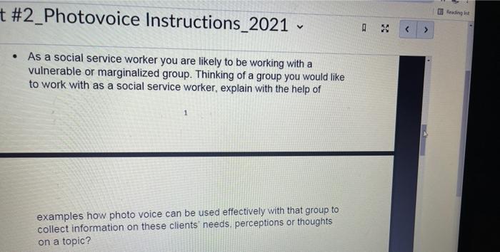 Solved t#2_Photovoice Instructions_2021 Reading V • As a | Chegg.com