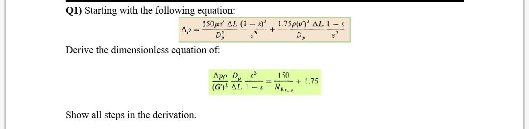 Solved Q1) Starting with the following equation: Derive | Chegg.com