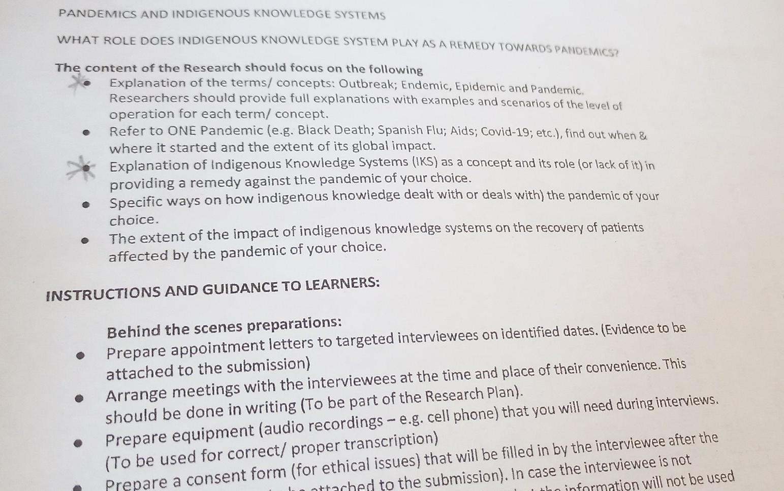 PANDEMICS AND INDIGENOUS KNOWLEDGE SYSTEMS WHAT ROLE | Chegg.com