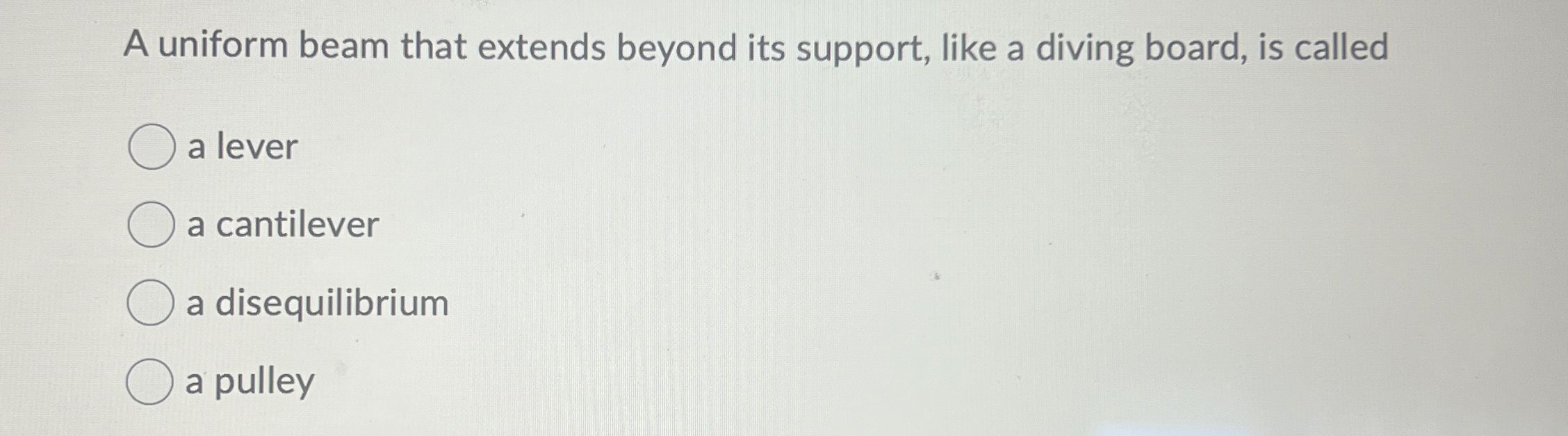 Solved A uniform beam that extends beyond its support, like