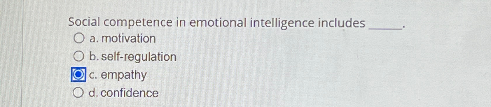 Solved Social competence in emotional intelligence | Chegg.com