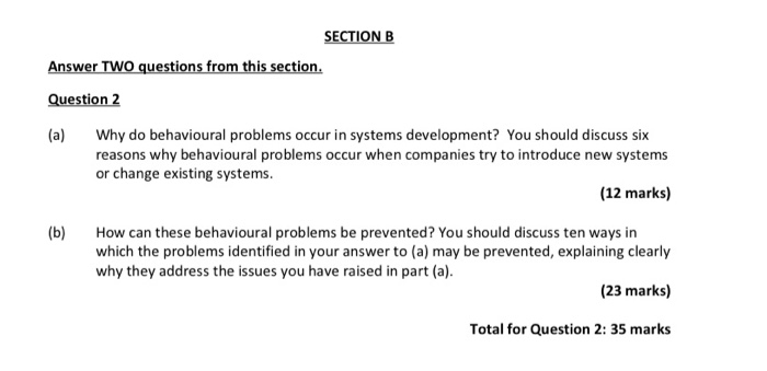 Solved SECTION B Answer TWO Questions From This Section. | Chegg.com