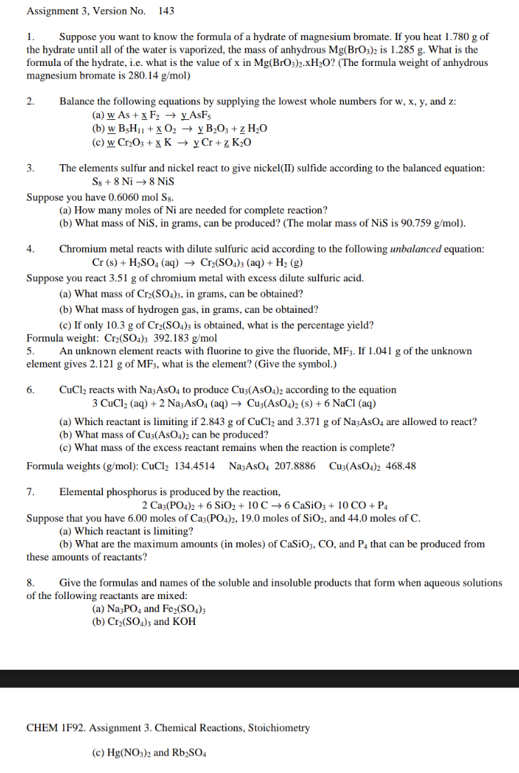 Solved 1. Suppose you want to know the formula of a hydrate | Chegg.com