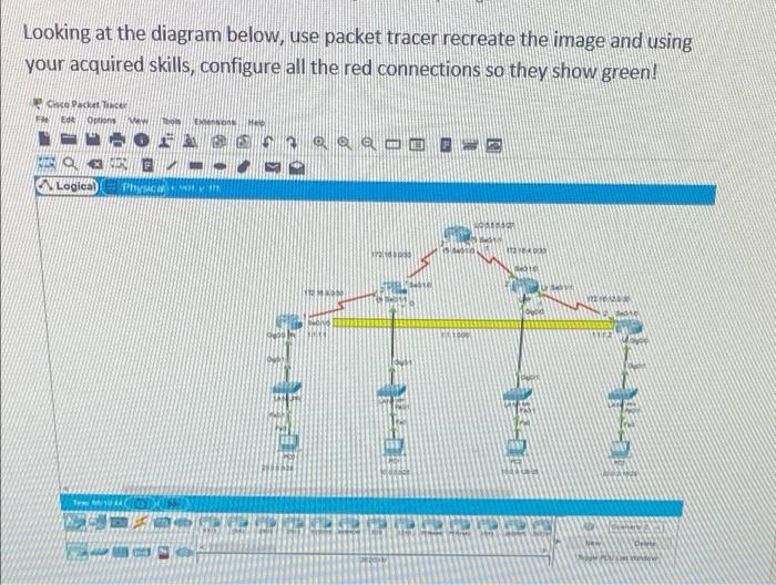 in packet tracer configure routers so all red | Chegg.com