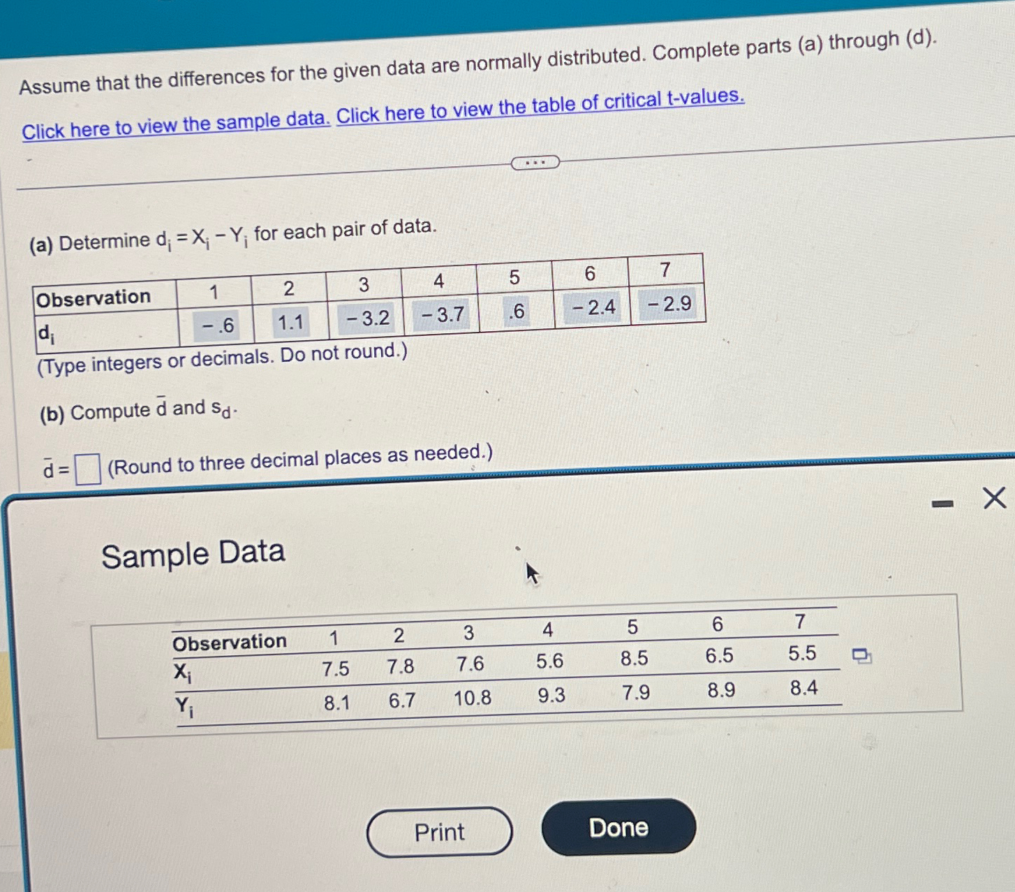 Solved Assume that the differences for the given data are | Chegg.com