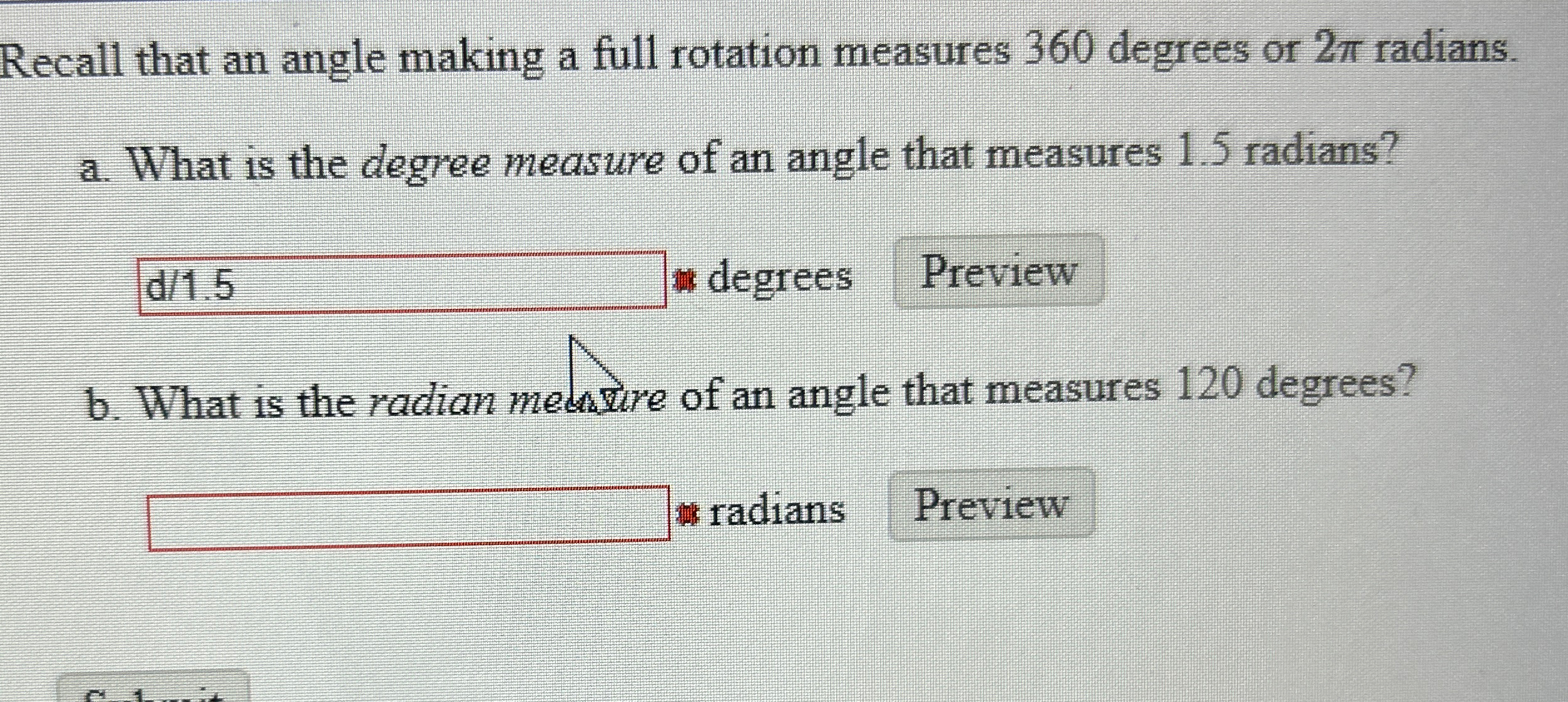 Solved Recall that an angle making a full rotation measures | Chegg.com
