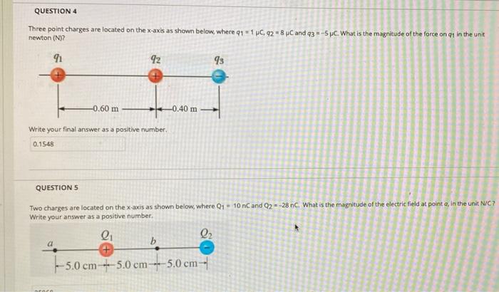 Solved QUESTION 4 Three point charges are located on the | Chegg.com
