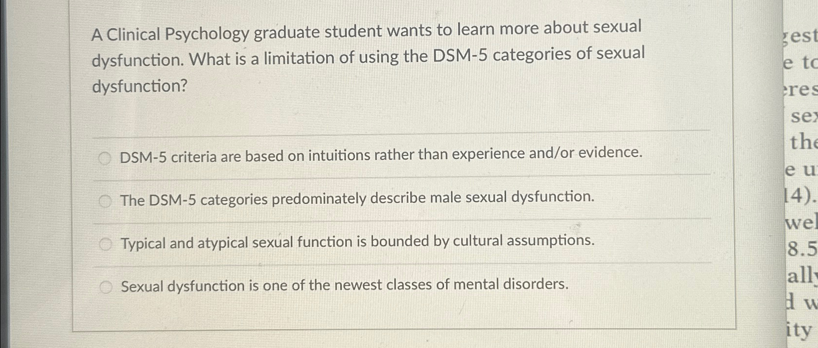 Solved A Clinical Psychology graduate student wants to learn