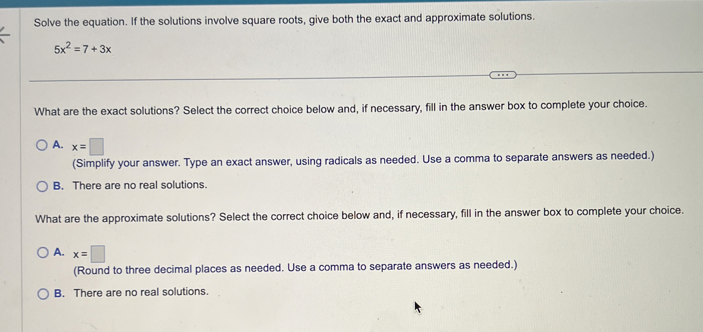 Solved Solve the equation. If the solutions involve square | Chegg.com