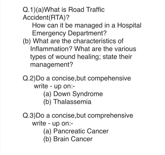 Solved Q.1)(a)What is Road Traffic Accident(RTA)? How can it | Chegg.com