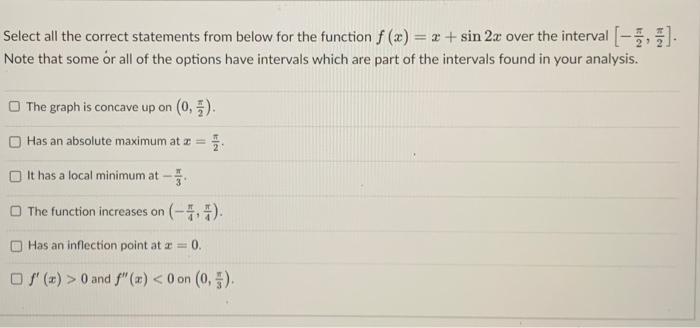 Solved Select all the correct statements from below for the | Chegg.com