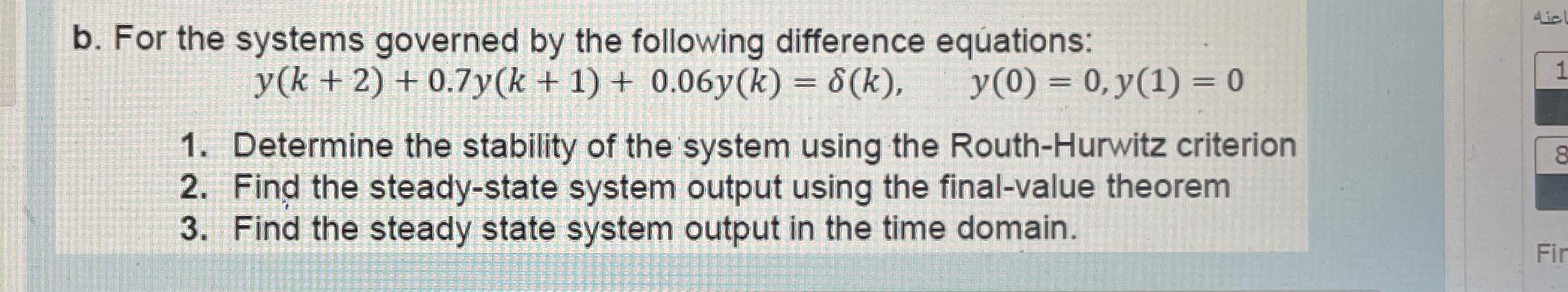 Solved b. ﻿For the systems governed by the following | Chegg.com