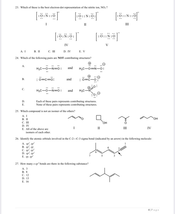 Solved 23. Which of these is the best electron-dot | Chegg.com