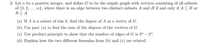 Solved 2. Let n be a positive integer, and define G to be | Chegg.com