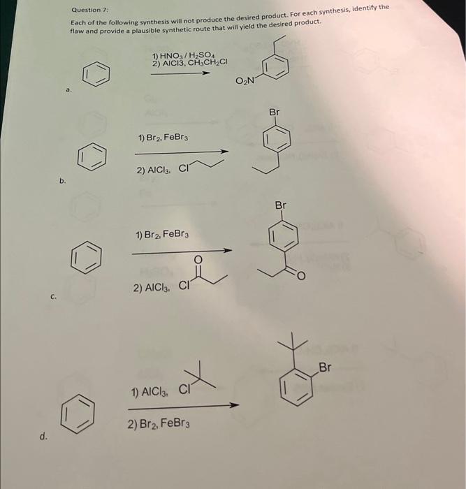 Solved Each of the following synthesis will not produce the | Chegg.com