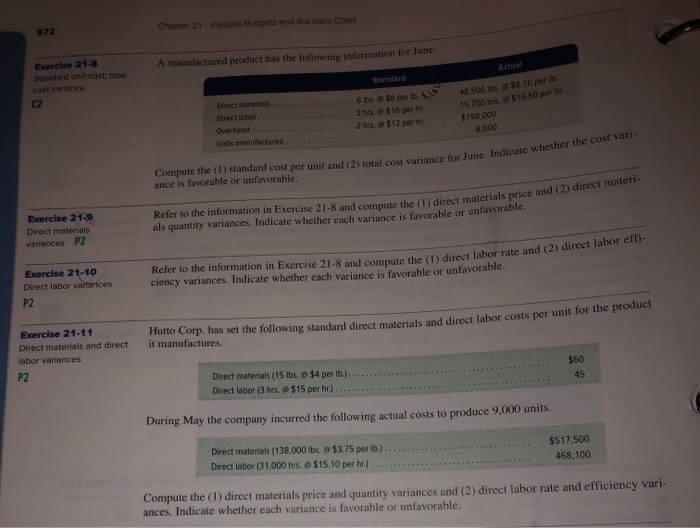 Solved 972 Chapter 21 Fexible Budgets and Standard Costs