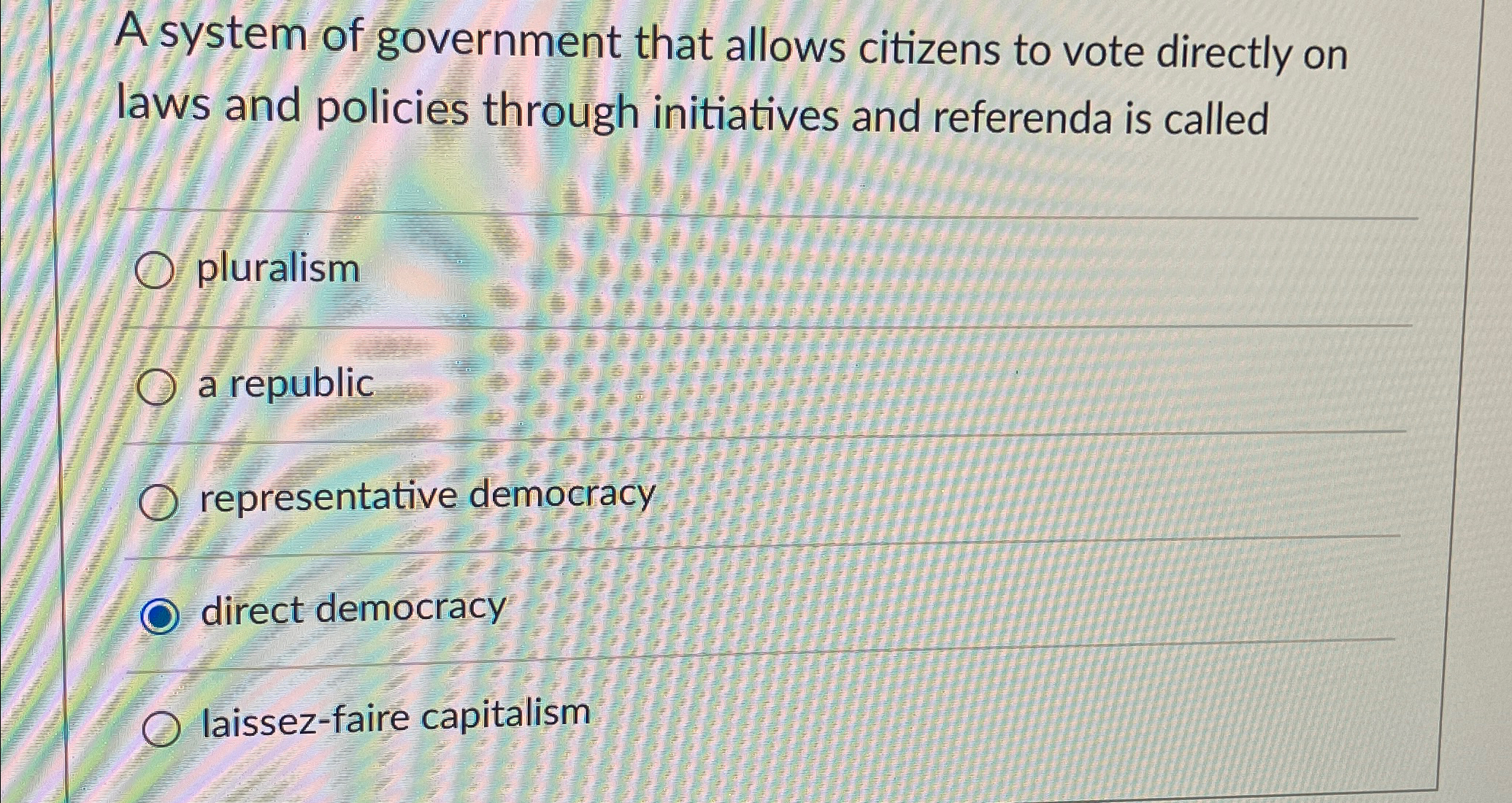 Solved A system of government that allows citizens to vote | Chegg.com