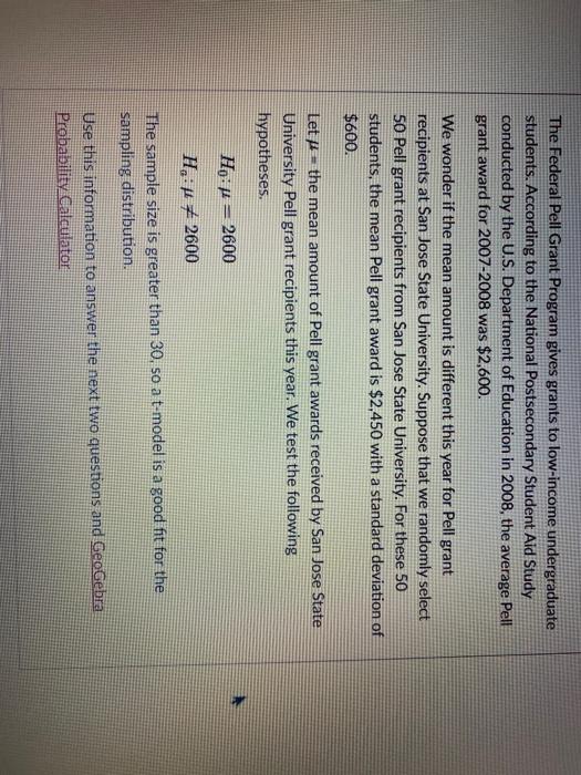 Solved The Federal Pell Grant Program gives grants to | Chegg.com