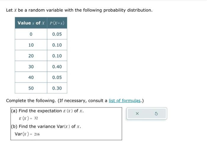 Solved Let X be a random variable with the following | Chegg.com