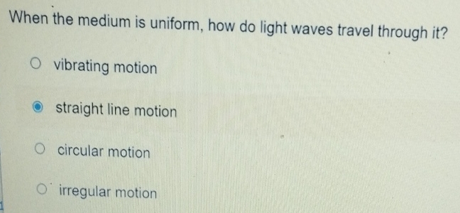 how light waves travel in a uniform medium