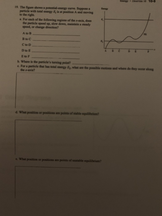Solved CHAPTER 10 19. The figure shows a potential energy | Chegg.com