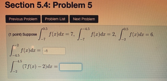 Solved Section 5.4: Problem 5 Previous Problem Problem List | Chegg.com