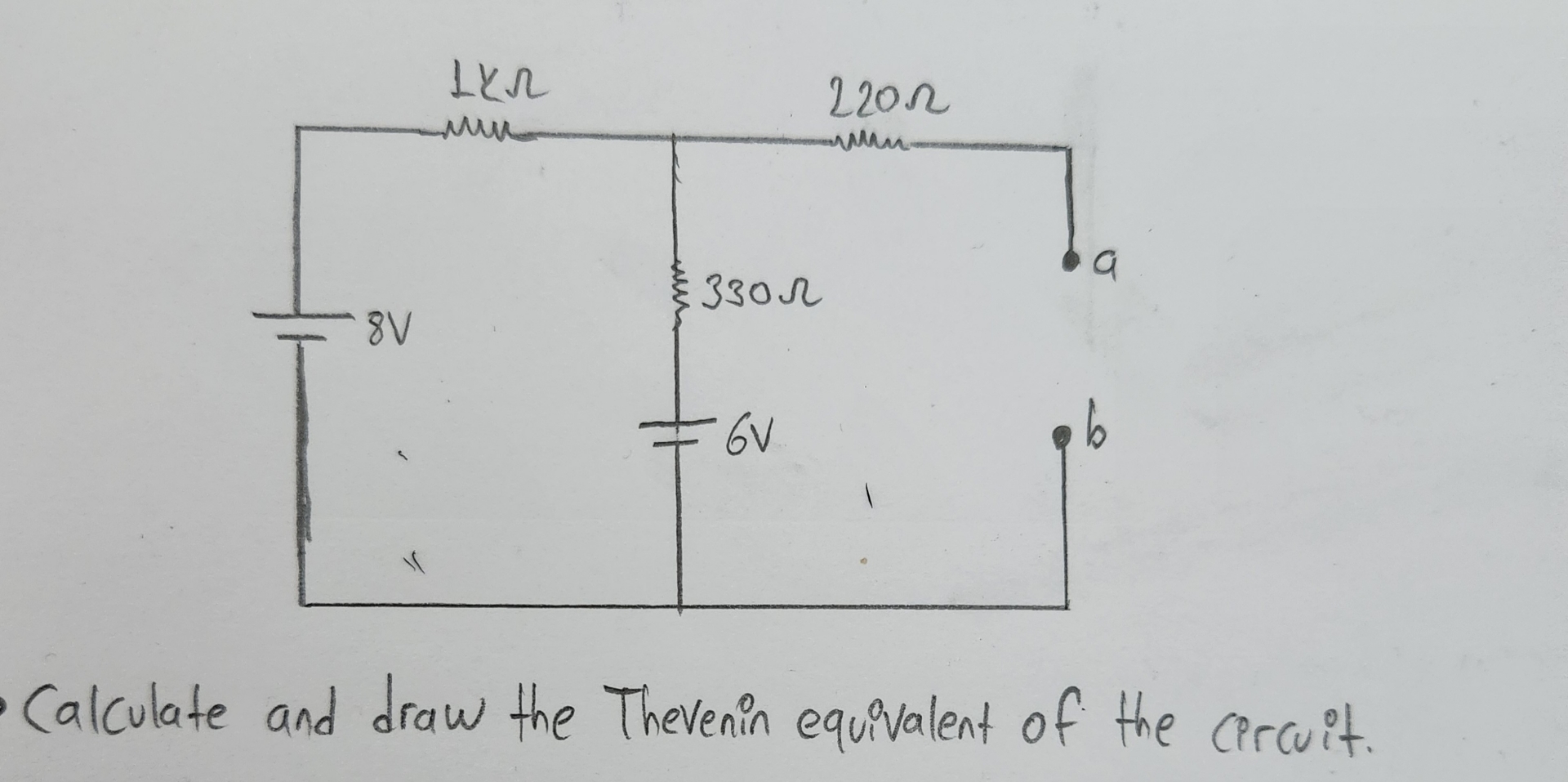 Solved Calculate and draw the Thevenin equivalent of the | Chegg.com