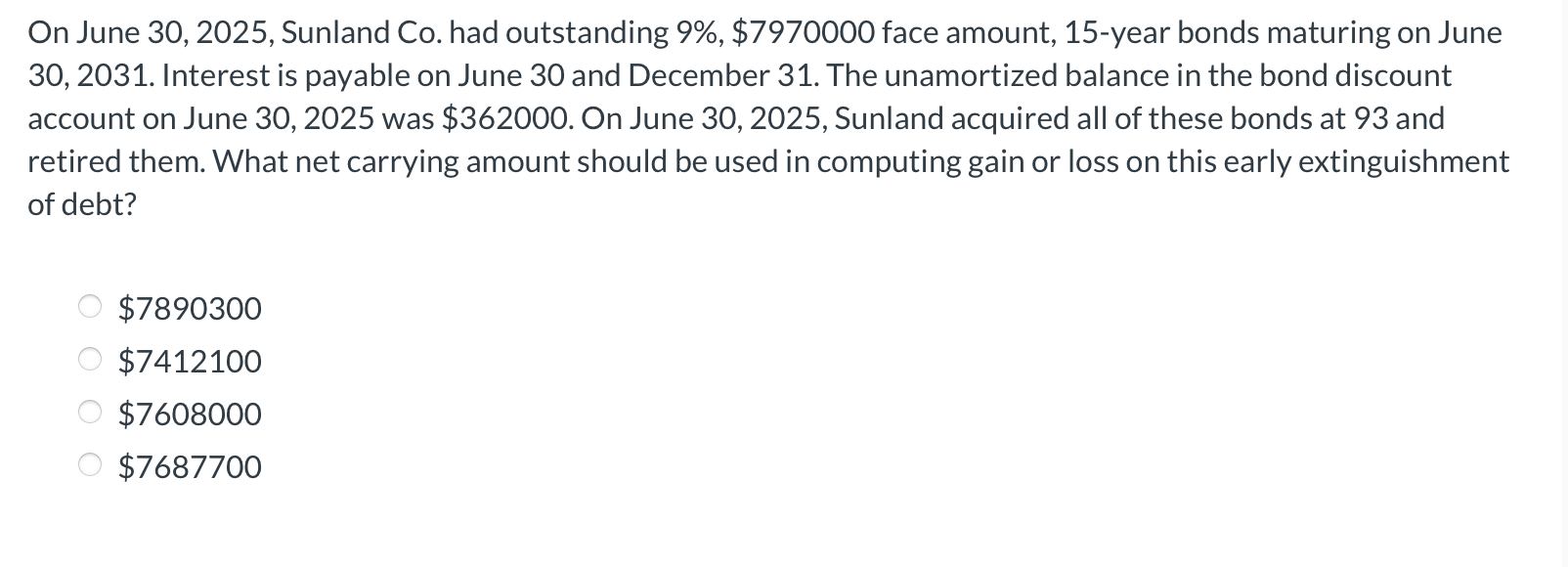 Solved On ﻿June 30, 2025, ﻿Sunland Co. ﻿had outstanding | Chegg.com