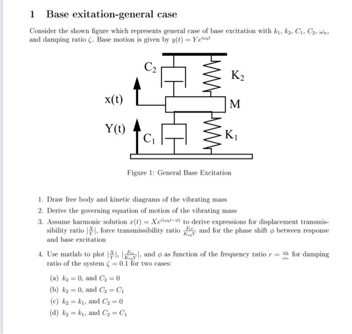 Solved 1 Base Exitation General Case Consider The Shown F Chegg Com