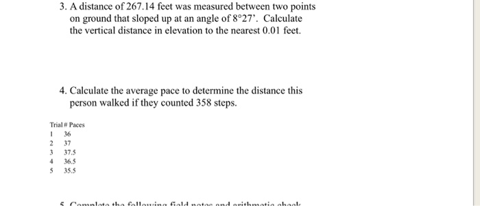 Solved 3. A distance of 267.14 feet was measured between two | Chegg.com