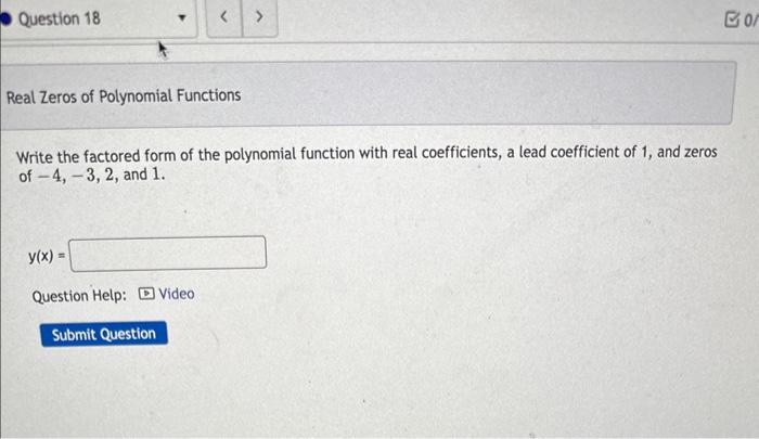 2.4 real zeros of polynomial functions homework