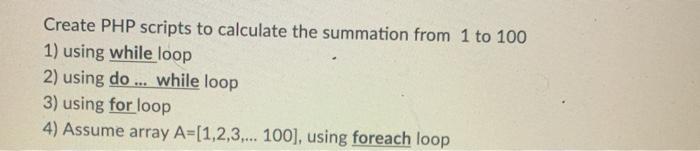 Solved Create PHP scripts to calculate the summation from 1 | Chegg.com