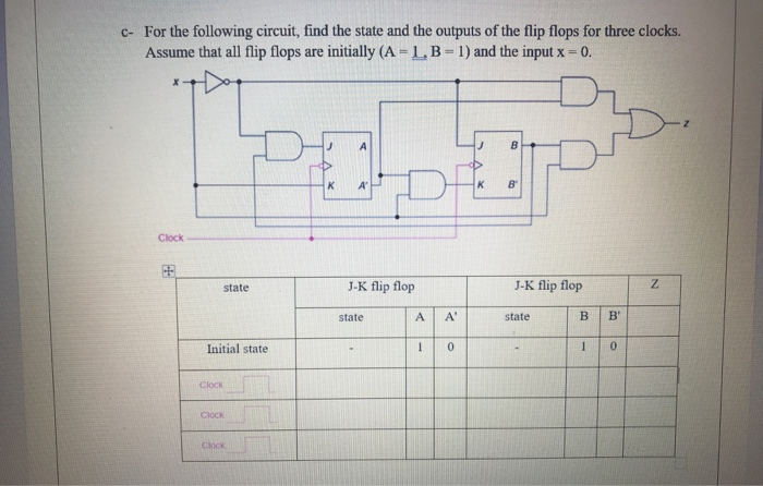 Solved C- For the following circuit, find the state and the | Chegg.com