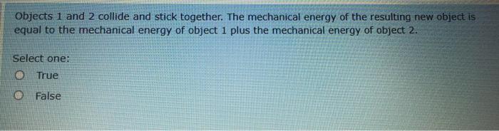 Solved Objects 1 and 2 collide and stick together. The | Chegg.com