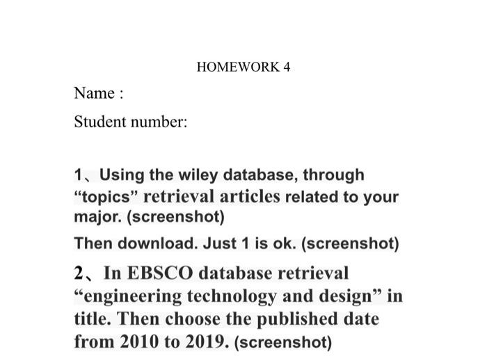 HOMEWORK 4 Name : Student number: : 1. Using the | Chegg.com
