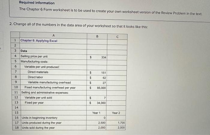 Required Information The Chapter 6 Form Worksheet Is | Chegg.com