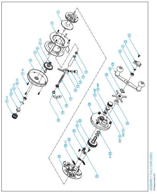 Working drawing (metric) Assembly Name Fishing Reel S...