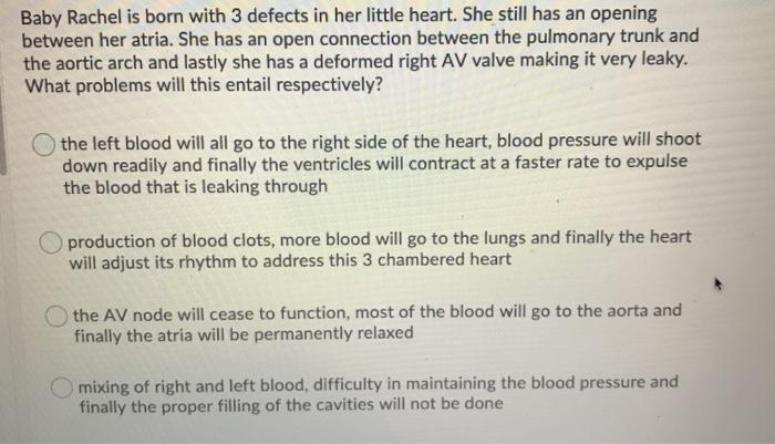 Baby Rachel Is Born With 3 Defects In Her Little Chegg Com