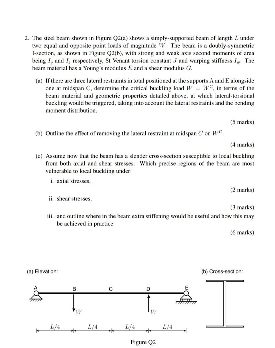 Solved 2. The steel beam shown in Figure Q2(a) shows a | Chegg.com